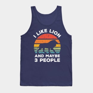 I Like Lion and Maybe 3 People, Retro Vintage Sunset with Style Old Grainy Grunge Texture Tank Top